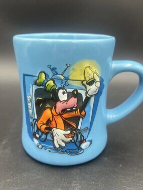 Walt Disney Mug The Disney Store 3D Goofy Fixing A Television Heavy Mug Blue
